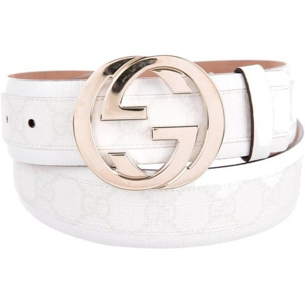 Men’s White Gucci Leather Interlocking G’s Belt
